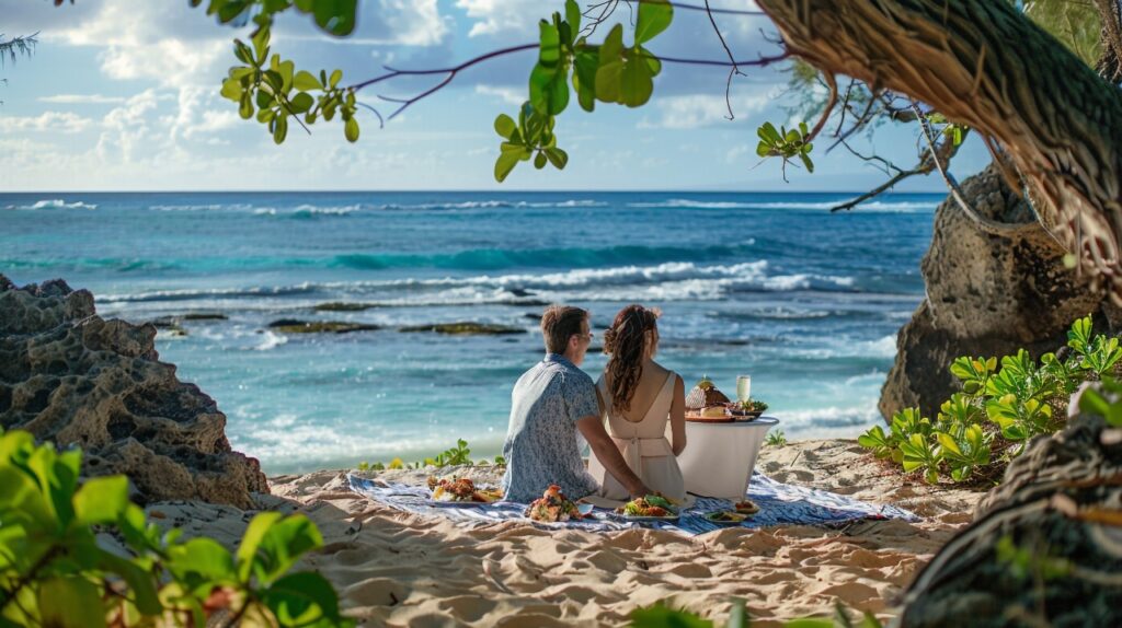 beach of Sesoko Island in Motobu Town okinawa with couple